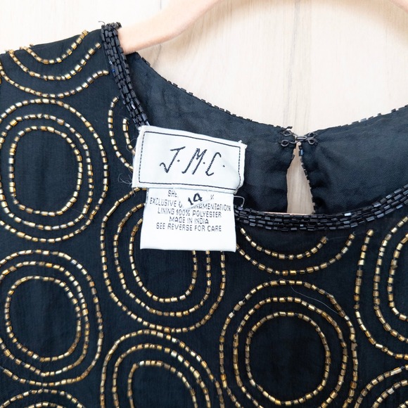 VTG JMC Womens Silk Beaded Dress Size 14 BlackArt Deco Cocktail Gatsby Glam - Picture 6 of 10